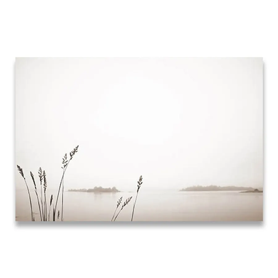 Scandinavian Nature Landscape Canvas Painting Grass Bridge Beach Sunset Wall Art Poster Nordic Print Modern Picture Home Decor