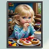 Blonde Little Girl Eating Breakfast-11CT Stamped Cross Stitch 40*55cm/15.75*21.65in