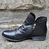 Leather Ankle Boots Women Autumn Winter Zipper Vintage Punk Boots Snow Boots