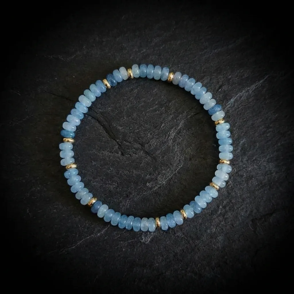 The Serenity Aquamarine & Freshwater Pearl Bracelet Classic Raw Aquamarine