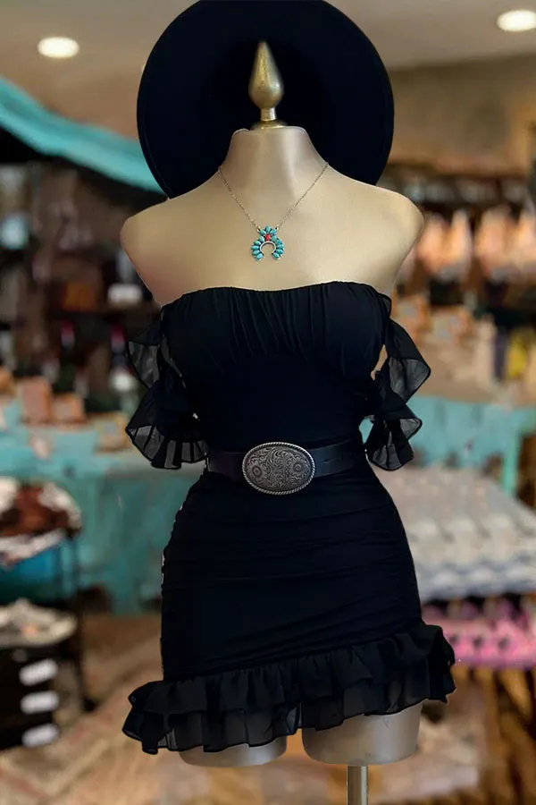 Beautiful Off Shoulder Mini Ruffles Dress