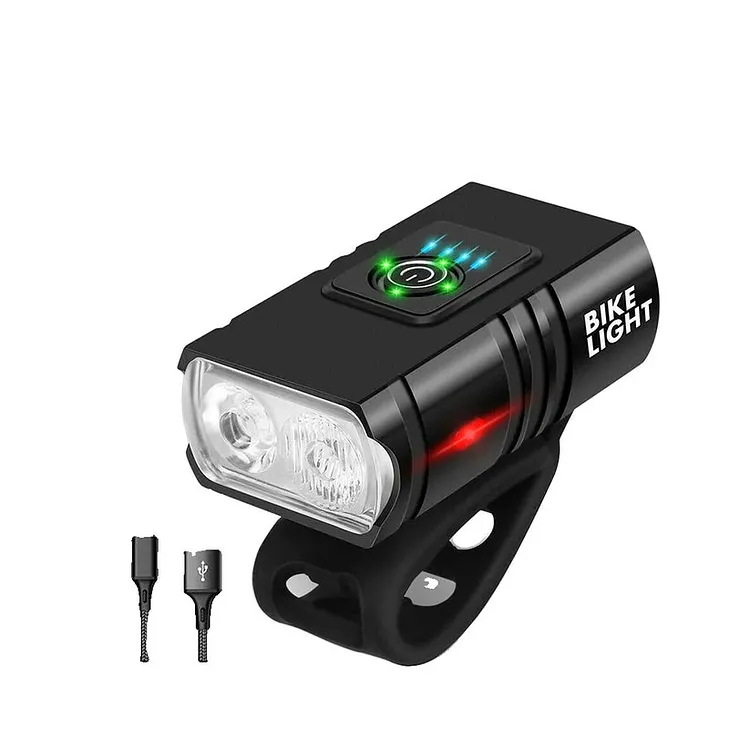 USB Rechargeable Bicycle Light Set - 1500 Lumens LED Headlight and Rear Light with 6 Modes for Night Riding Safety