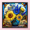 >SALE<Full Embroidery cotton 14CT Print Stain Glass Sunflower Cross Stitch 40x40cm