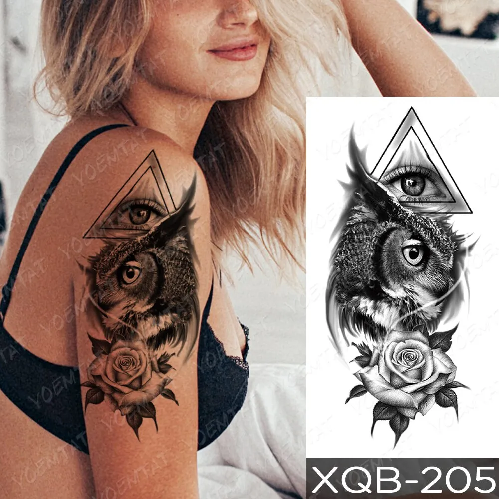 Sdrawing Temporary Tattoo Stickers Fox Lion Tiger Wolf Peony Rose Flowers Leaf Flash Tatto Women Men Body Art Arm Fake Tattoos