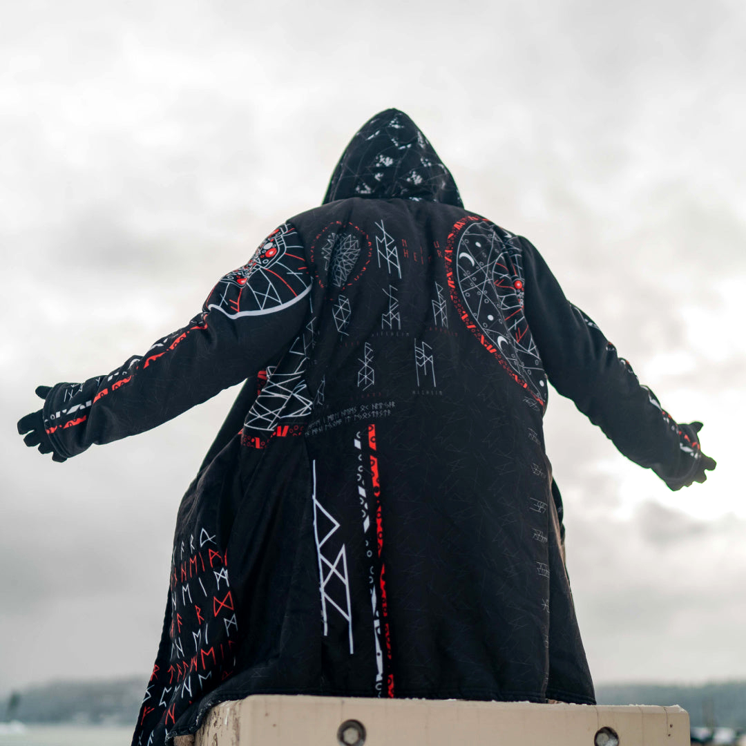 Retro Viking Runes Art Graphics Inspired Hooded Jacket