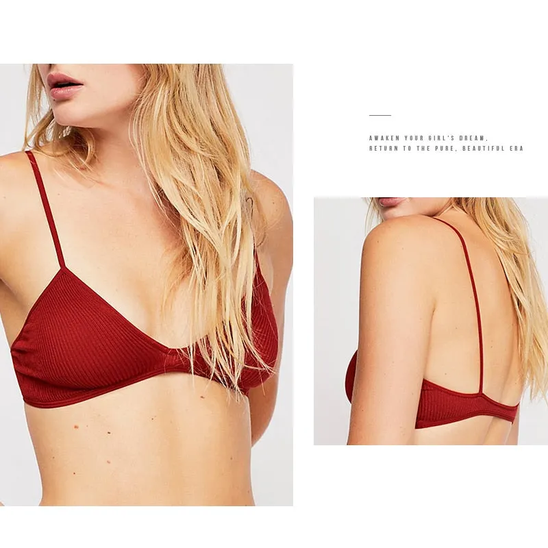 Sexy Bralette Cotton Bra Women Halter Lingerie Wireless Underwear Thin Brassiere Unpadded Crop Top Soft Comfort Intimates Bras