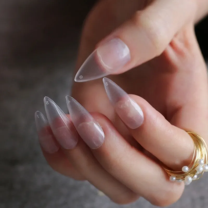 DIY long coffin Matte fake nails INS 10 colors optional Stiletto salon matte false nails salon art false nails-Nail Inspo