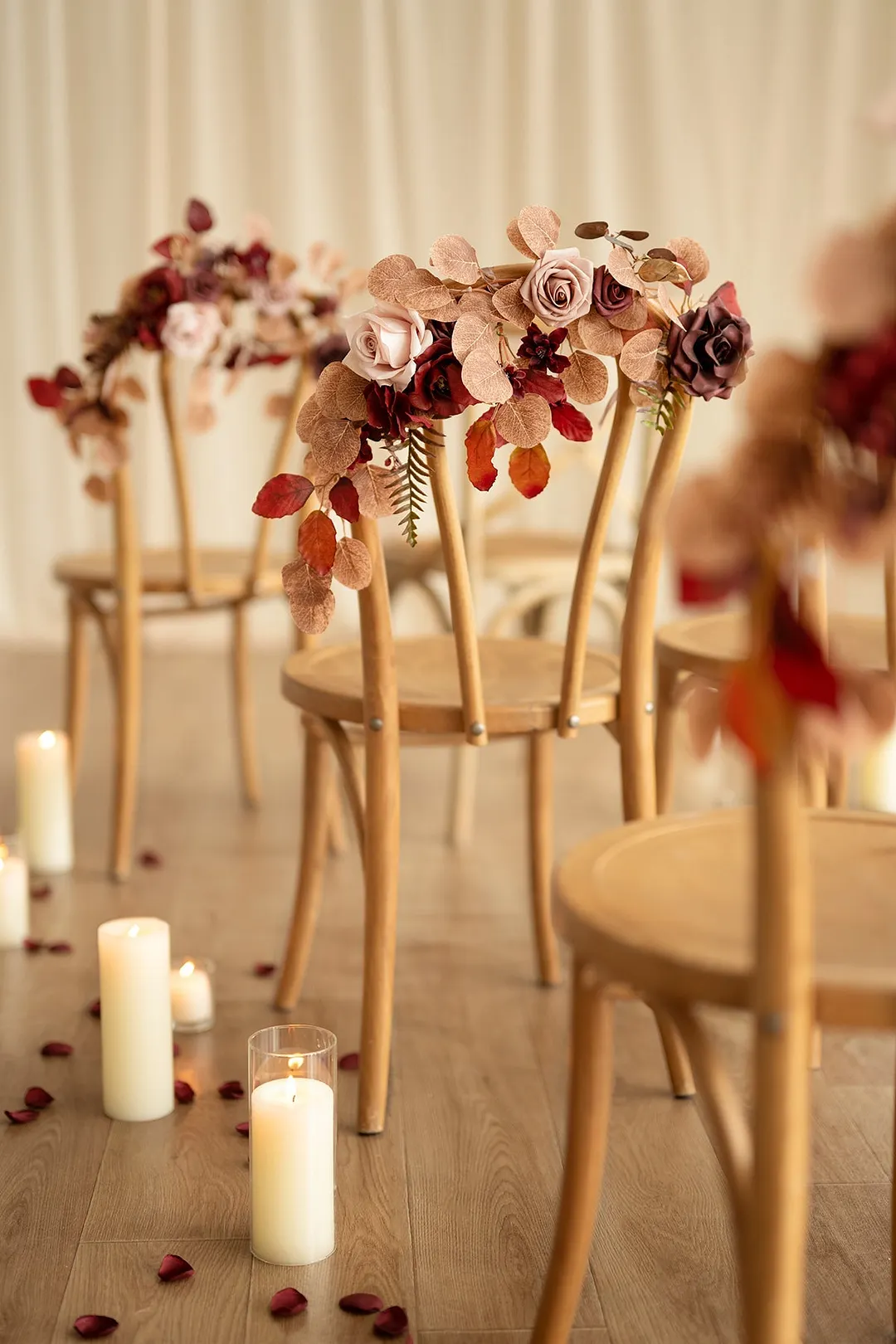 Aisle & Chair Decor in Burgundy & Dusty Rose