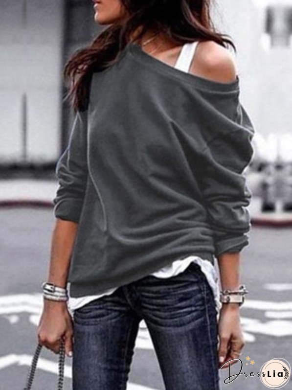 Casual Long Sleeves Solid Color Blouses Shirts Tops
