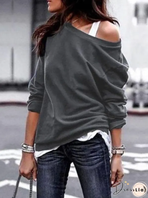 Casual Long Sleeves Solid Color Blouses Shirts Tops