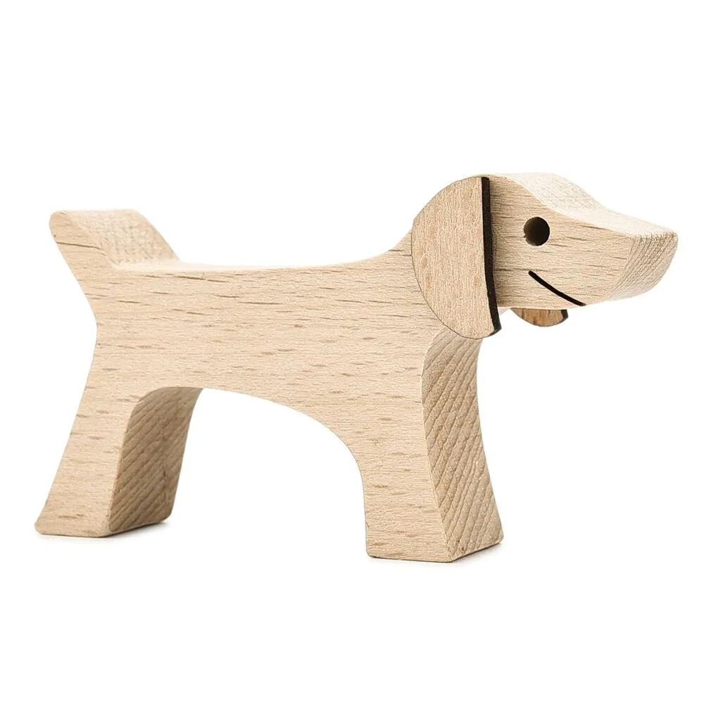 Wooden Dog Decoration Craft Figurine Family Puppy Table Ornament Wood Carving Model Creative Decoration For Lovely Gifts