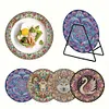 4Pcs Wooden Animals Abstract DIY Diamond Painting Placemats with Holder