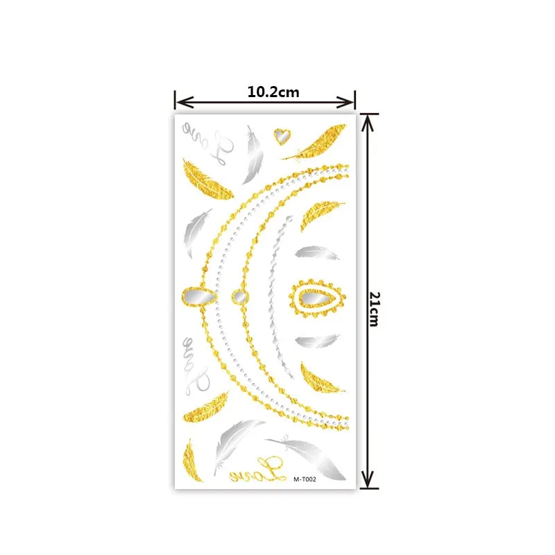 Creative personality exquisite fashion waterproof sweat gold and silver tattoo stickers bronzing and silver tattoo stickers