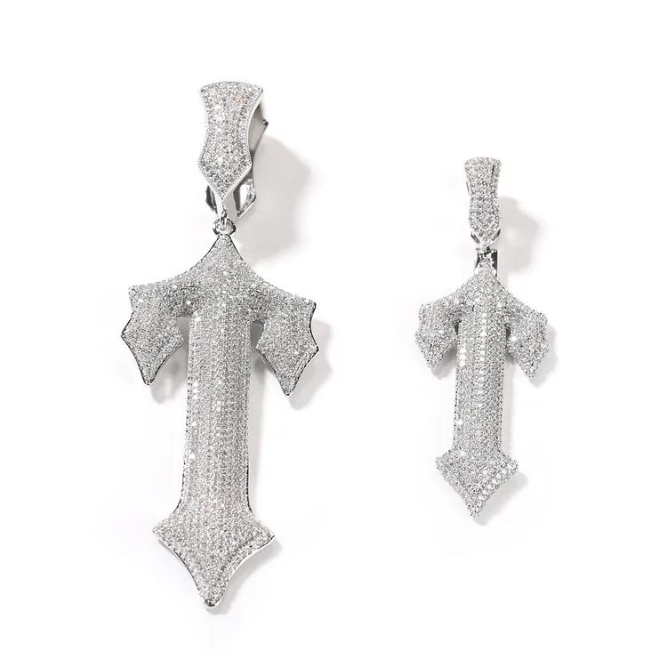 Iced Oversized T Letter Pendants Hip Hop Bling Bling Necklaces For Men