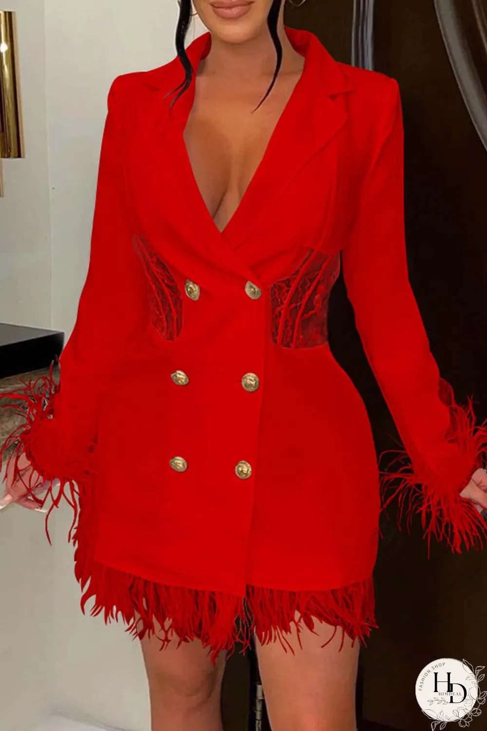 Orange Casual Solid Patchwork Turn-back Collar Long Sleeve Dresses