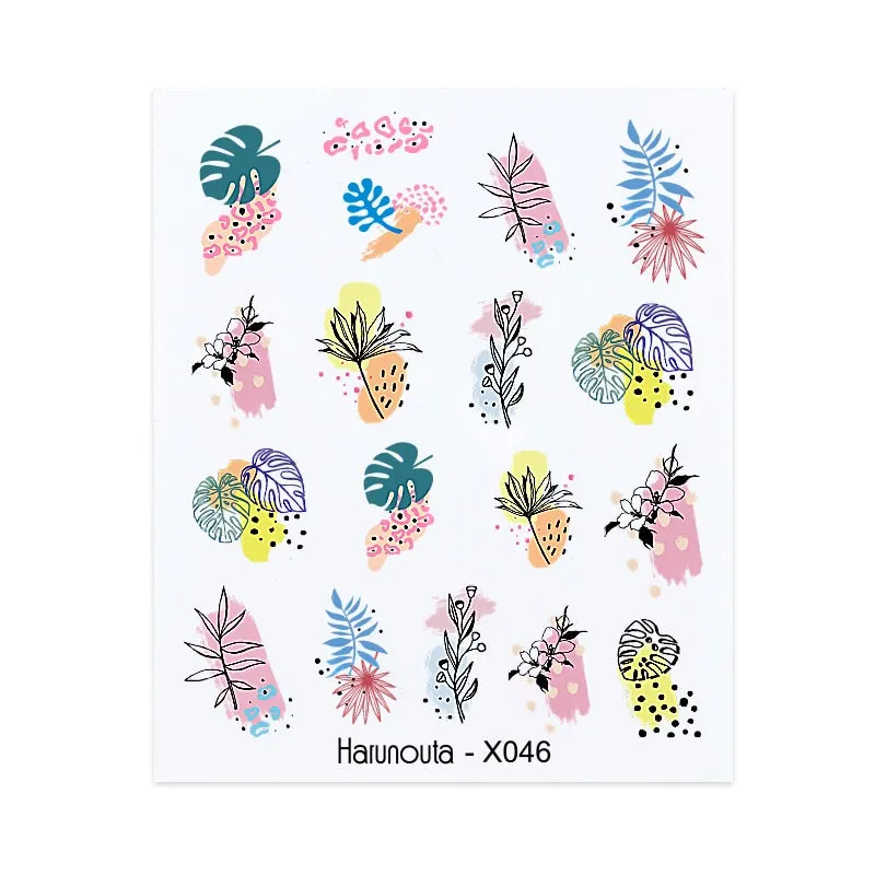 Harunouta Cool Geometry Pattern Water Decals Stickers Christmas Snowflakes Slider For Nails Valentine's Day Nail Art Decoration