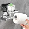 Stainless Steel Toilet Paper Holder Wall Mounted Punch-Free Bathroom Accessories