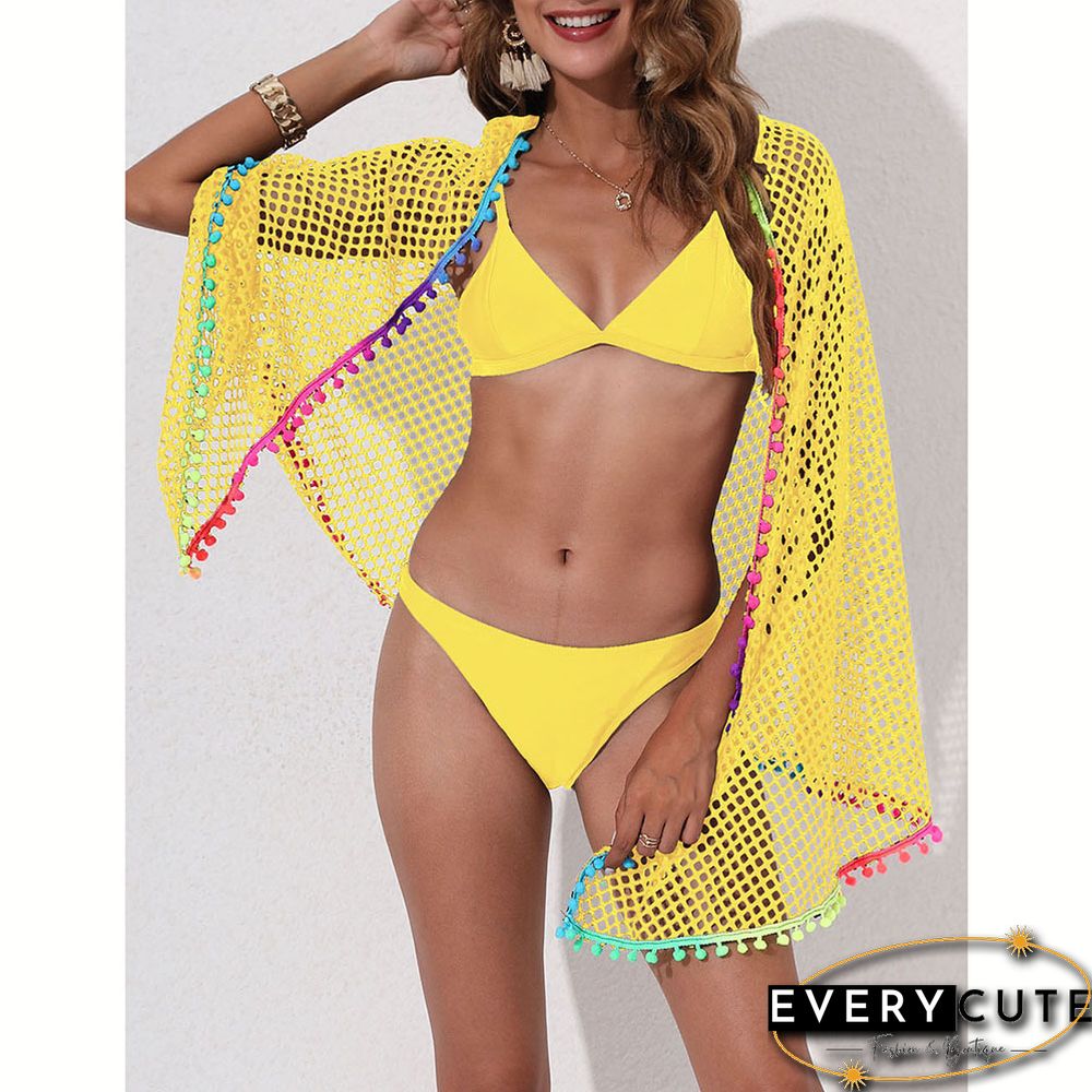 Yellow Multi-wear Colorful Tassels Beach Wrap Skirt