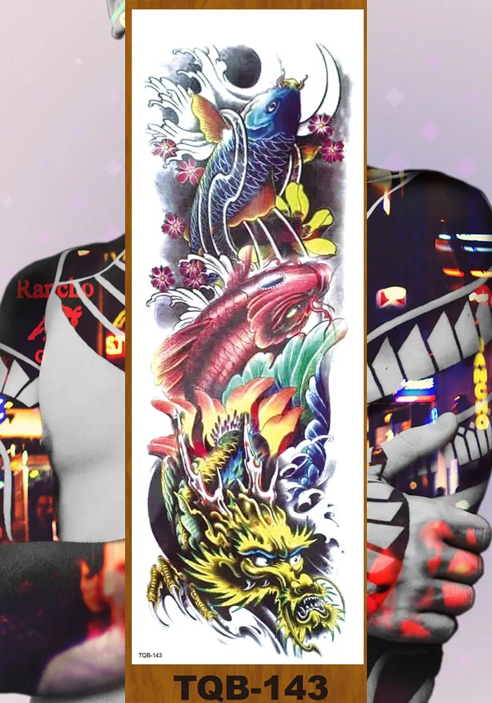 Full Flower Arm Temporary Tattoo Sticker Man Woman Girl Body Sexy Fake Tatoo Pterodactyl Bodhisattva Monkey King Phoenix Nirvana