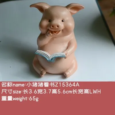 Cute Piggy Ornament Pink Pig Figurine Animal Model Car Ornament Dollhouse Decor Micro Landscape Decoration