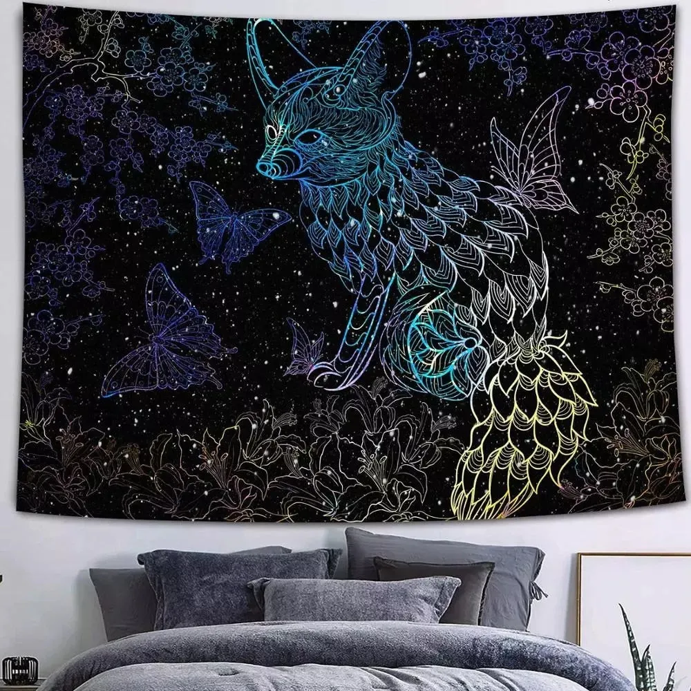 Psychedelic Galaxy Tapestry Nebula Mountains Galaxy Artwork Japanese Wildlife elk Boho Manga Wall Hanging Dorm anime tapestry