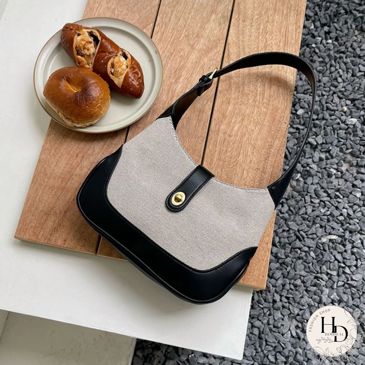 Adored Contrast Canvas Shoulder Bag