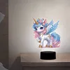 (US Local)Unicorn Diamond Painting Night Light Diamond Art Lamp Home Decoration (A)
