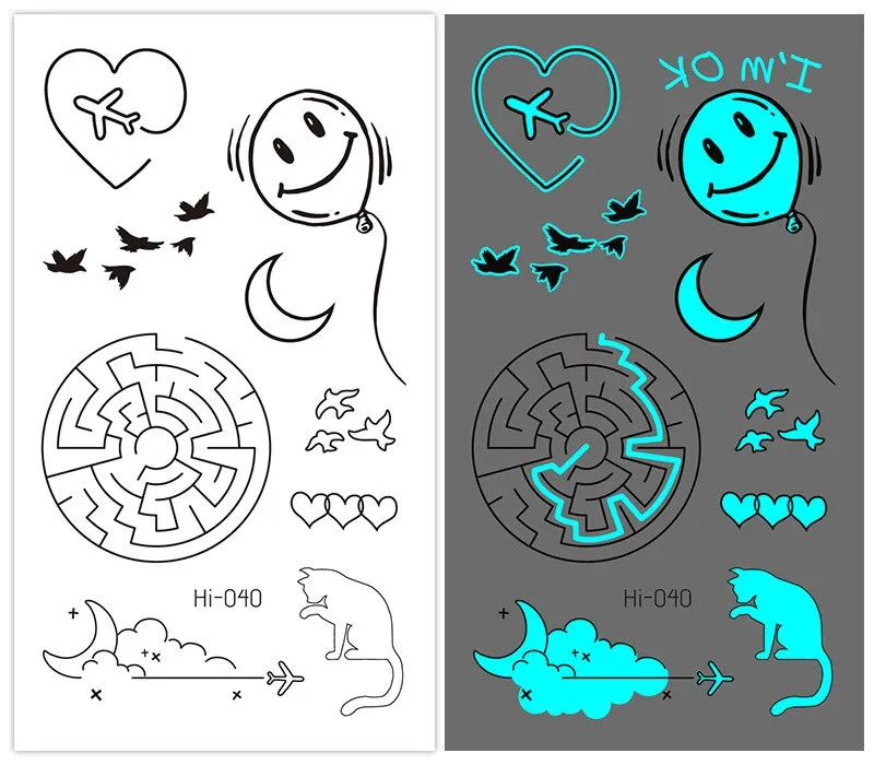 Sdrawing Tattoo Stickers Temporary Moon Star Diamond Planet Festival Carnival Party Glowing Cool Face Tatoo for Men Women