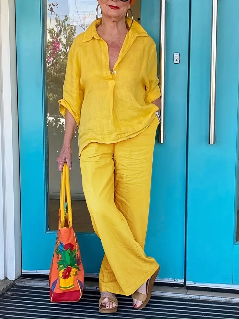 Plus Size Loose Shirt Two-Piece Set