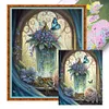 (Big Size) Vase And Butterfly In Garden - 14CT Stamped Cross Stitch 50*60cm/19.69*23.62in