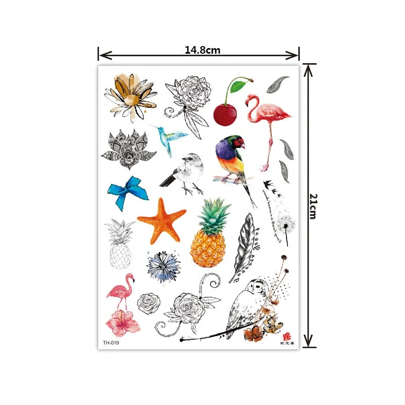 New style tattoo stickers anti-real big picture waterproof sweat flower arm tattoo stickers sika deer parrot tattoo stickers