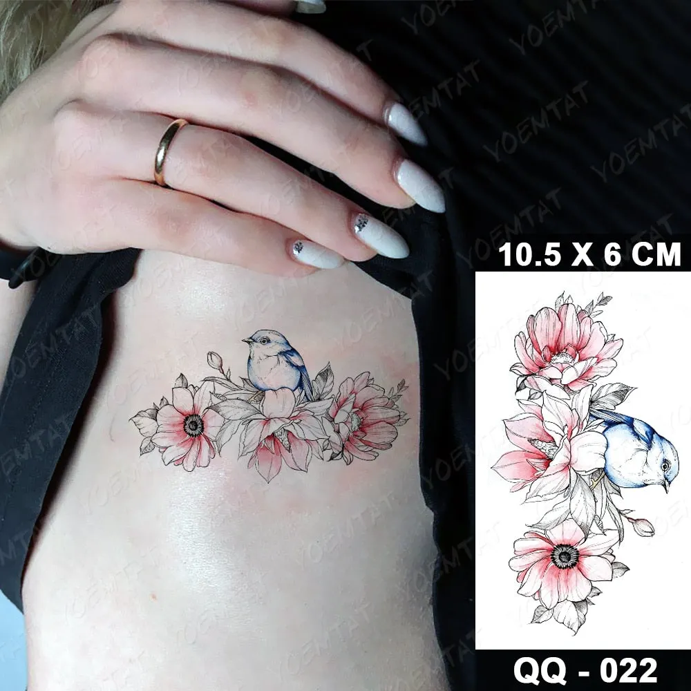 Waterproof Temporary Tattoo Sticker Small Lines Flowers Flash Tatoo Geometry Hand Arm Wrist Fake Tatto For Body Art Women Child