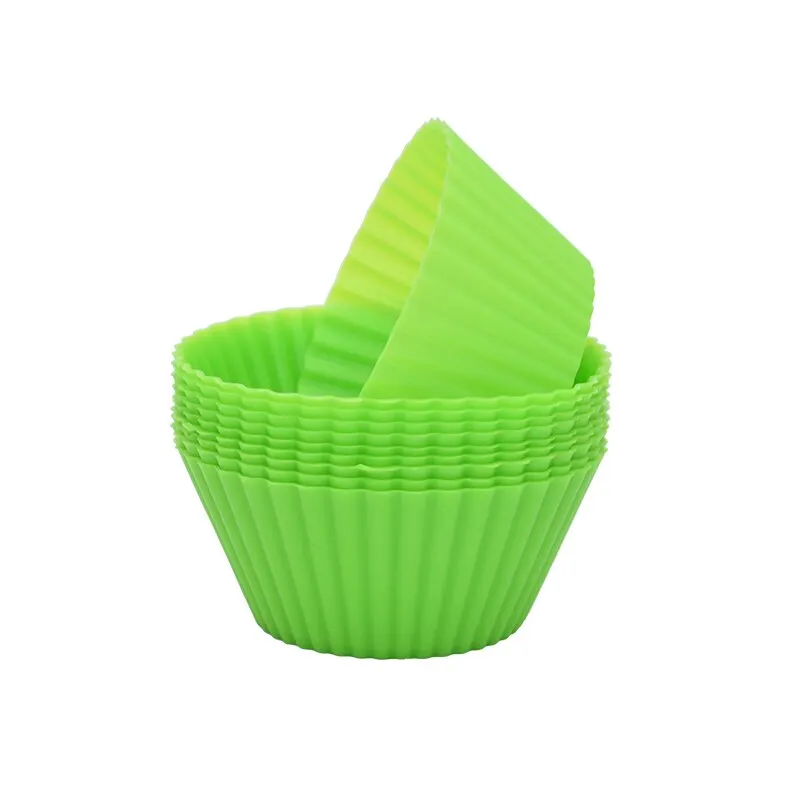 12pcs Silicone Cake Mold Round Muffin Cupcake Baking Molds Reusable DIY Cake Decorating Tools Wedding Birthday Party Decorations