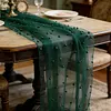 Pearl Gauze Table Runner 120 Inch 10 FT Tulle Shabby Chic Semi Sheer Cheese Cloth Fabric Runner for Wedding Party Baby Shower Birthday