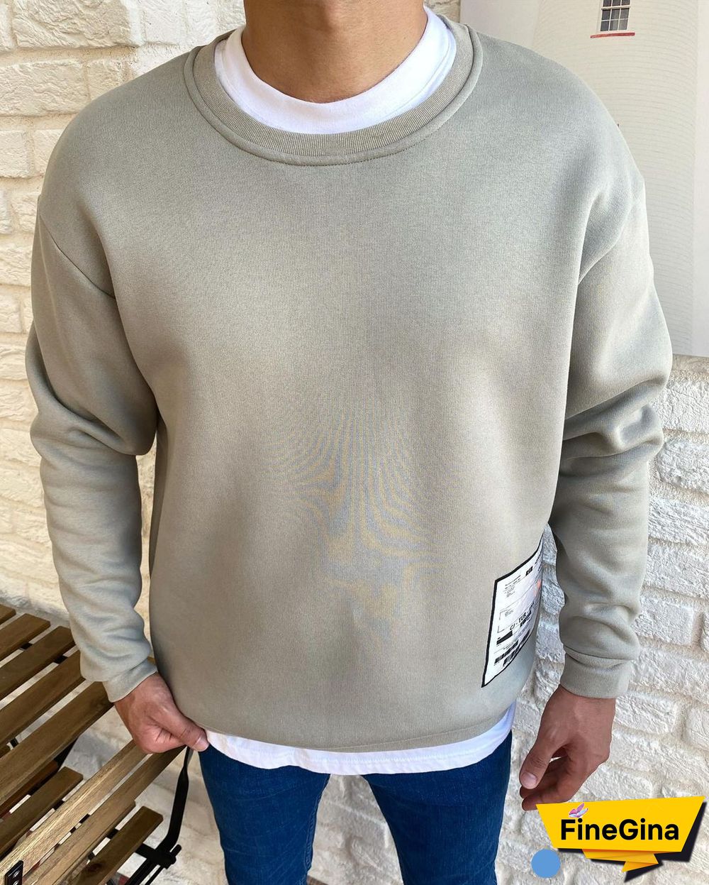 Mens Vintage Basic Long Sleeve Sweatshirt