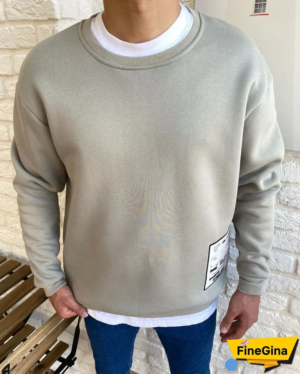 Mens Vintage Basic Long Sleeve Sweatshirt
