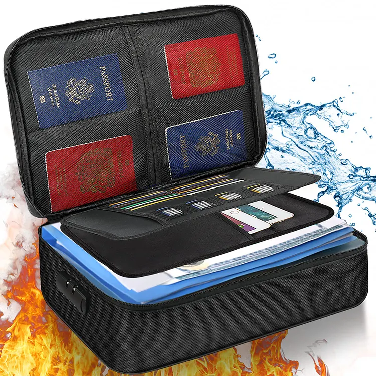 JUNDUN Fireproof File Organizer Bag (14.2 x 4.1 x 10.8 inches)