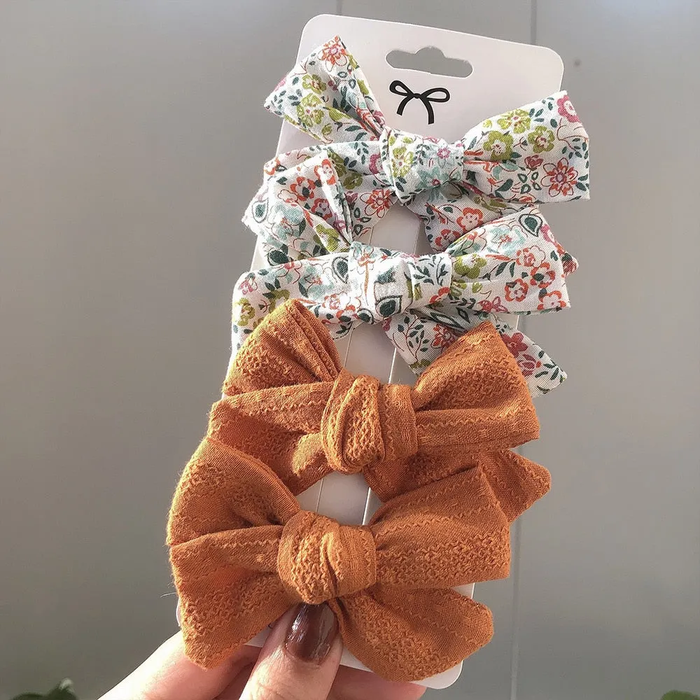 4Pcs/set 2021 New Leopard Print Hair Clips For Cute Girls BB Boutique Hairpins Bowknot Barrettes Headwear Kids Hair Acesssories