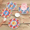 6PCS Diamond Painting Acrylic Washable Mandala Coaster with Holder