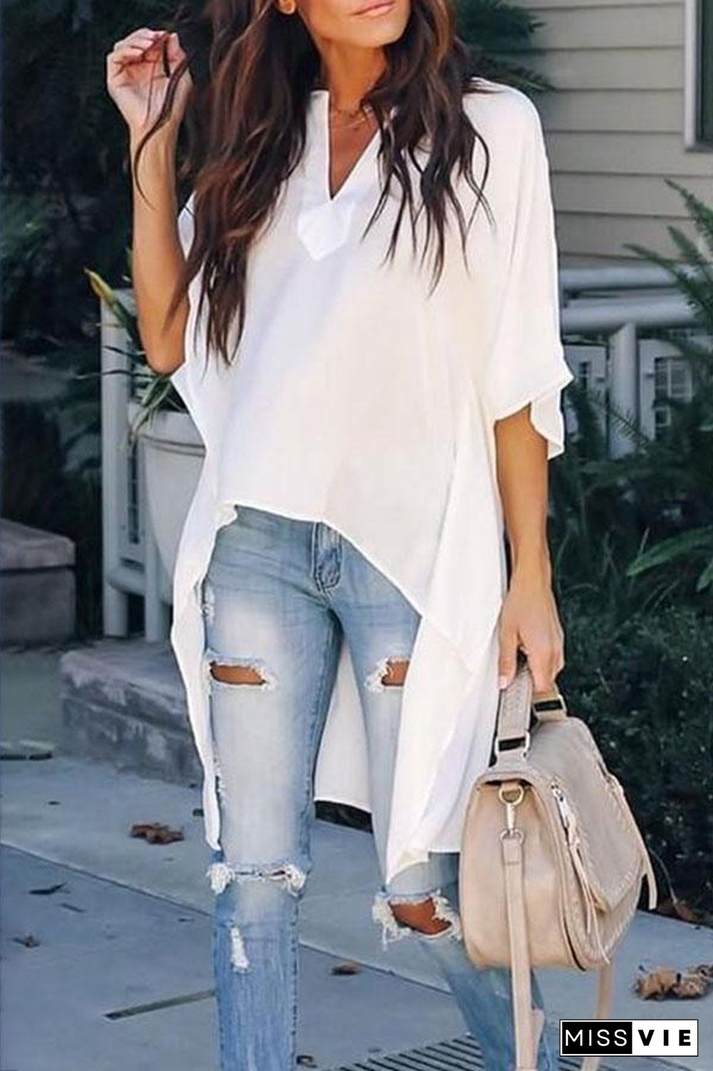 V-neck Loose Raglan Top (5 Colors) P16268