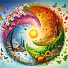 Four Seasons Scenery-11CT Stamped Cross Stitch Bead Embroidery 46*46cm