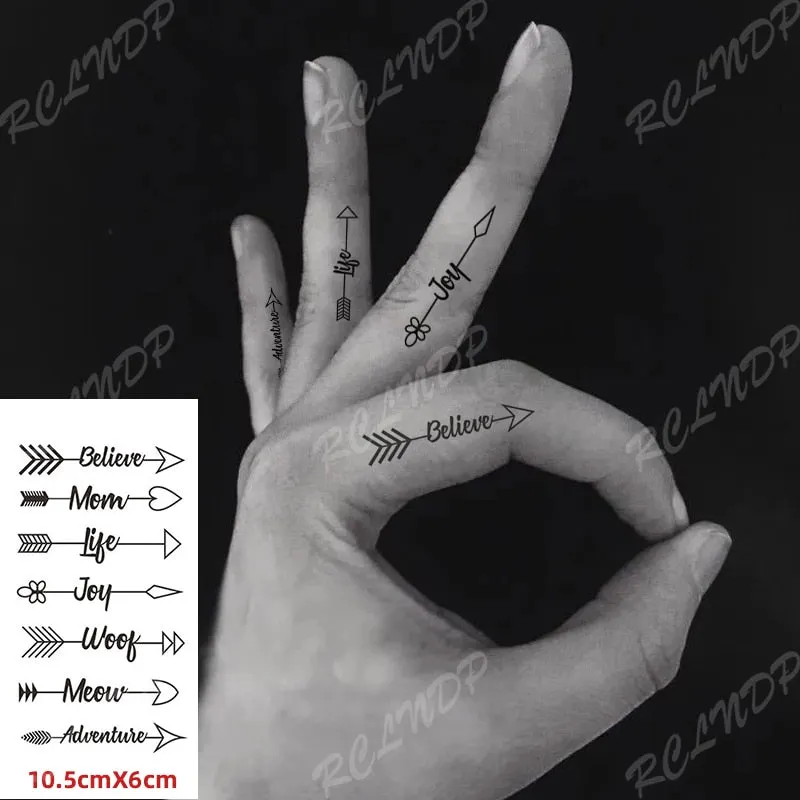 Waterproof Temporary Tattoo Sticker Neck Black Word Angel Devil Bull Cross English Letters Flash Tatoo Fake Tatto for Woman Men