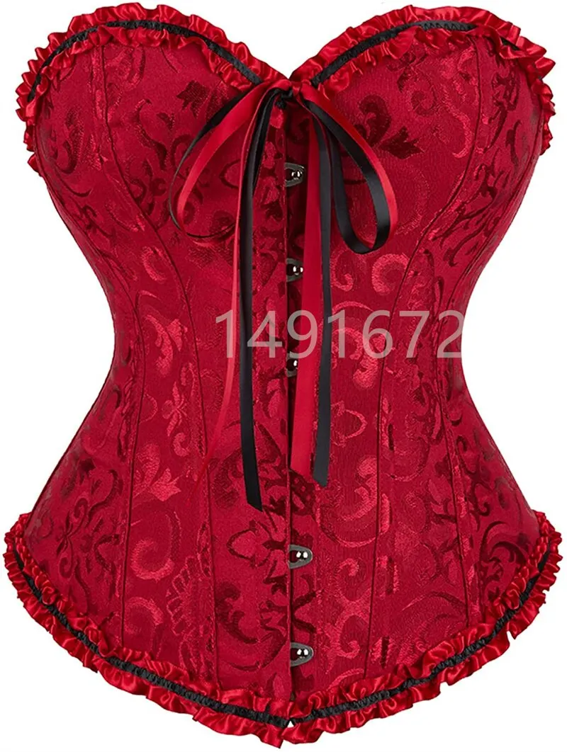 Billionm Sapubonva Corset Sexy Women's Plus Size Corsets and Bustiers Overbust Floral Gothic Brocade Corselet Clothing Top White Black