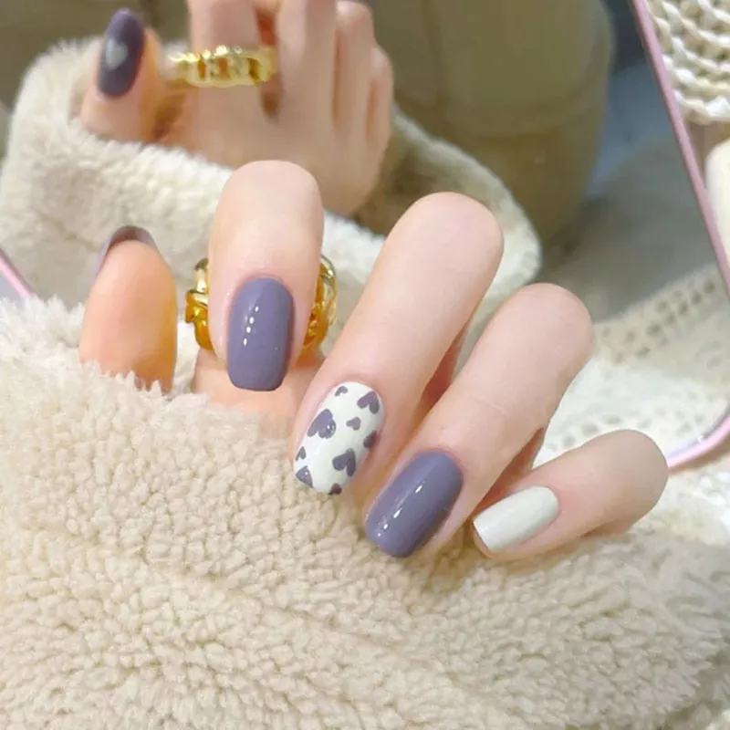 24pcs Butterfly Nail Patch Glue Type Removable Long Paragraph Fashion Manicure Wearable False Nails Patch With Glue Fake Nails-Nail Inspo