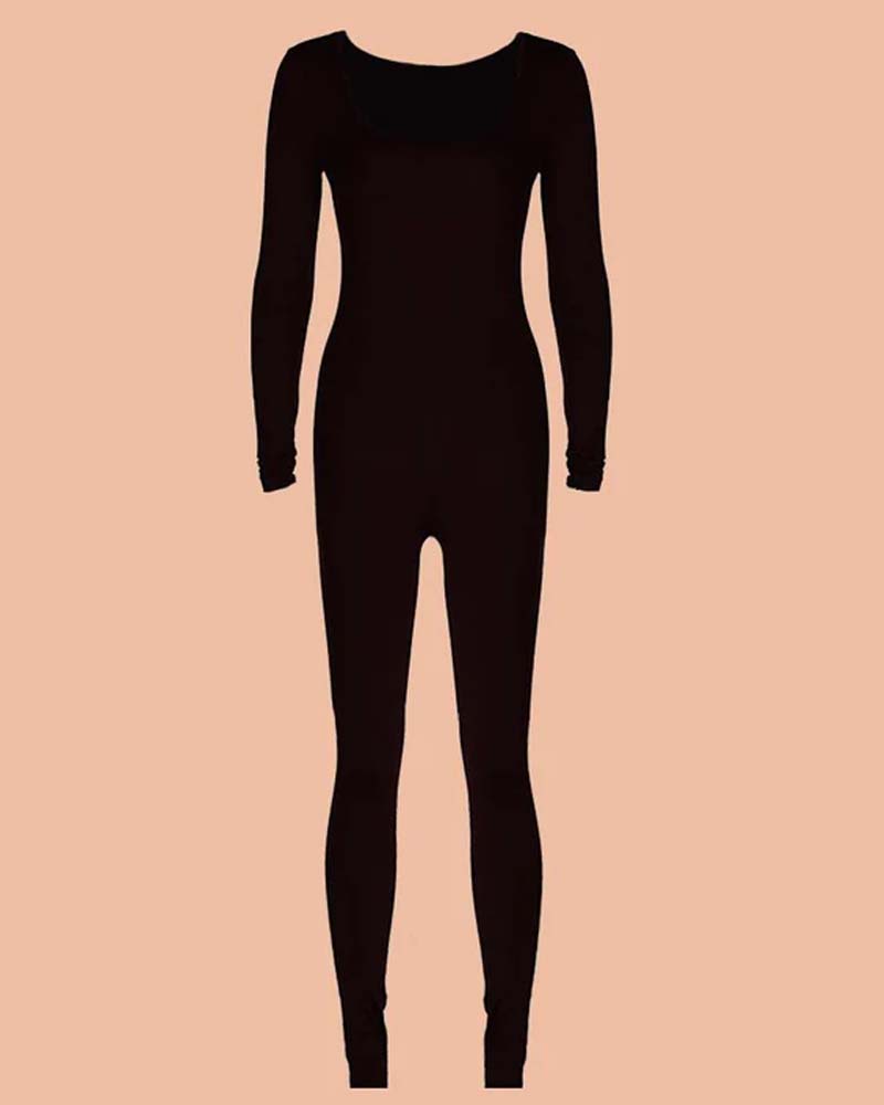 Low-Cut, Long-Sleeved Bodybuilding Jumpsuit