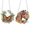 (US Local)2Pcs Special Shaped Wreath Butterfly Horse Diamond Painting Hanging Decor Craft Kit