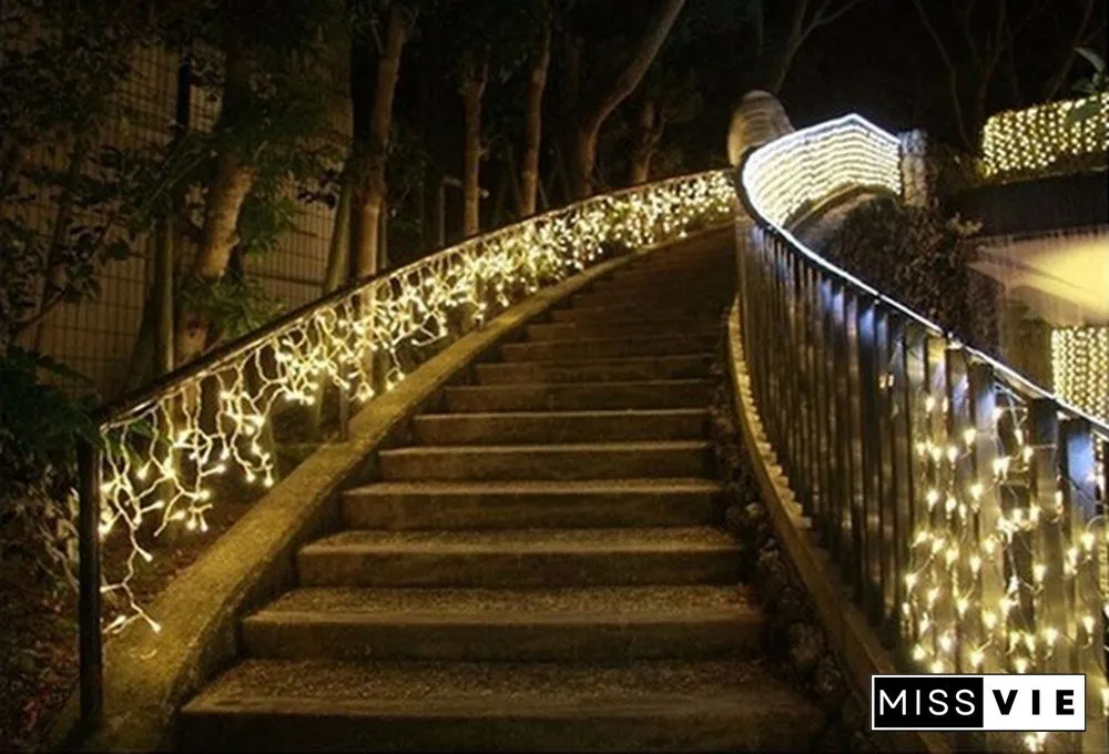New Droop Curtain Icicle String Light 100LED 10M Christmas/Wedding/Party Decoration Lights Garland AC 110V 220V Outdoor Waterproof Led Lamp 4 Colors