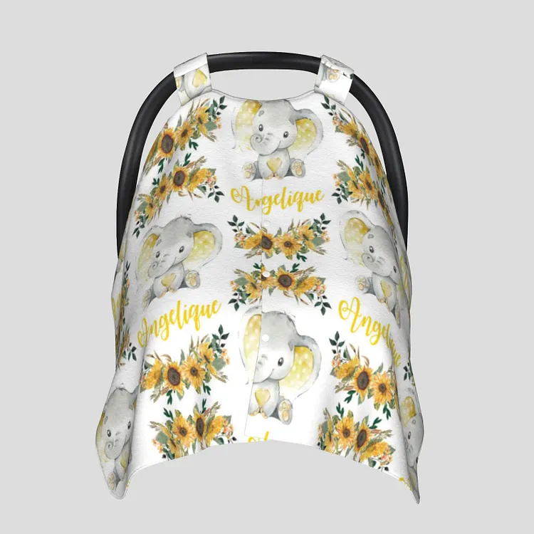 Personalized Baby Elephant Car Seat Canopy for Comfort & Unique| C17