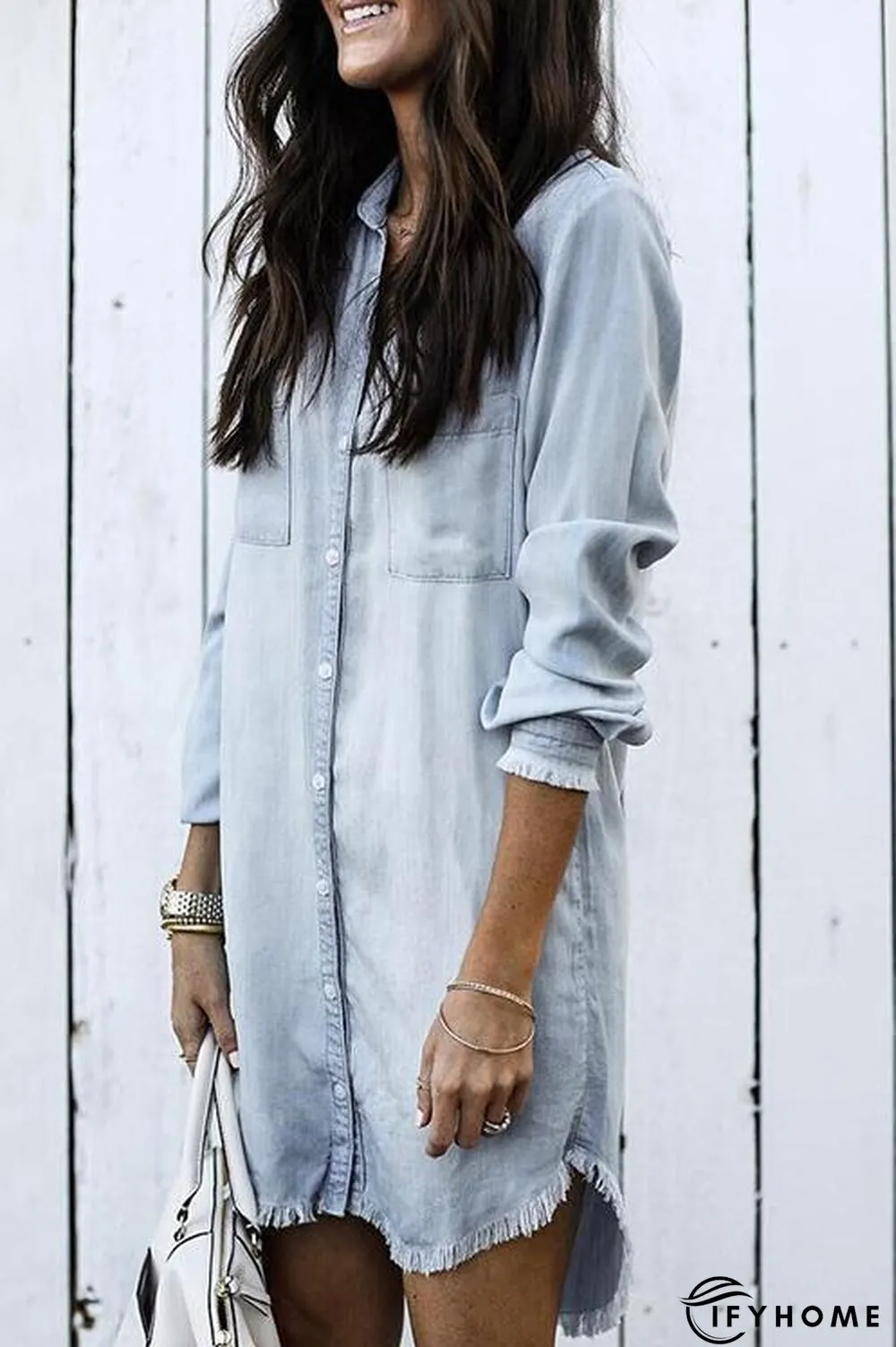 Denim Shirt Dress Overcoat | IFYHOME
