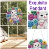 Succulent Bush White Cat Double Sided - 5D DIY Pendant